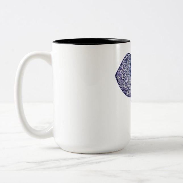 Henna Elephant Art design Two-Tone Coffee Mug (Left)