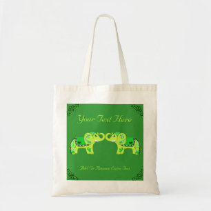 Henna Elephant (Green/Lime Green) Tote Bag