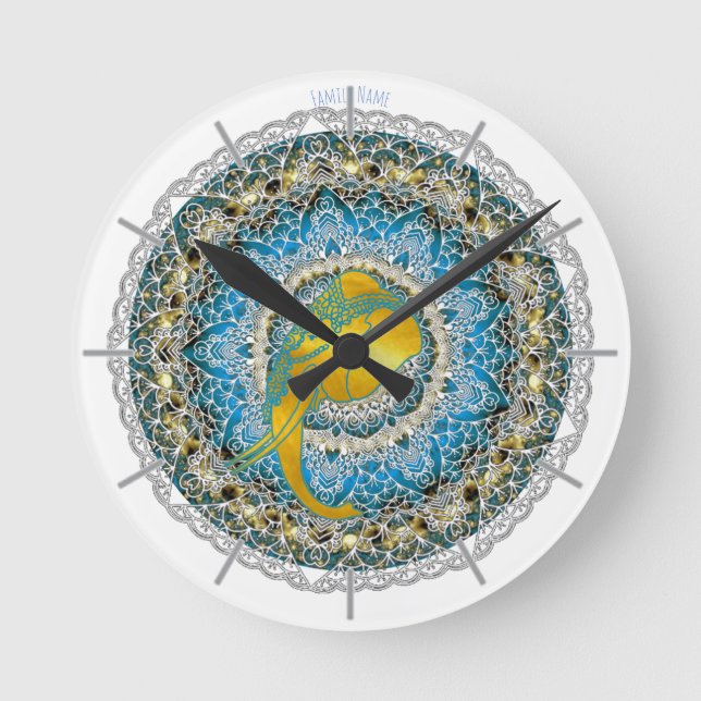 Henna Elephant Mandala Ganesha Mindfult Horloge (Recto)