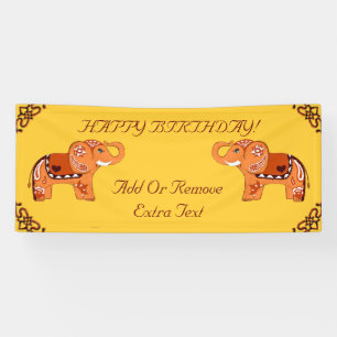 Henna Elephant (Orange/Red) Banner