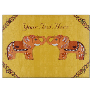 Henna Elephant (Orange/Red) Cutting Board