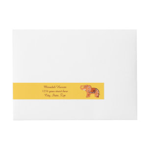 Henna Elephant (Orange/Red) Wraparound Address Label