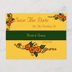 Henna Flower Announcement Postcard