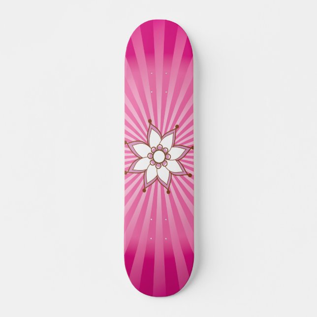 Henna Flower Sunburst  Skateboard (Front)