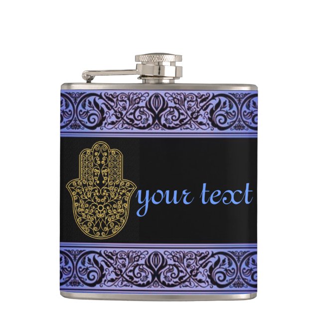 henna hamsa  hand Flask (Front)