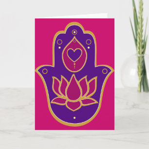 Henna Hamsa Lotus Pink Card