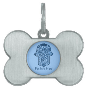 Henna Hand of Hamsa (Blue) Pet ID Tag