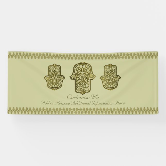 Henna Hand of Hamsa (Gold) Banner (Horizontal)