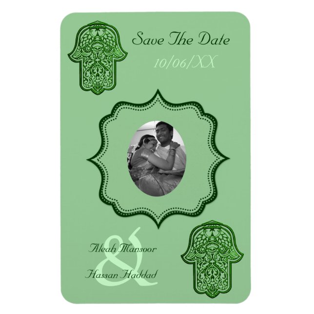Henna Hand of Hamsa (Green) (Save The Date) Magnet (Vertical)