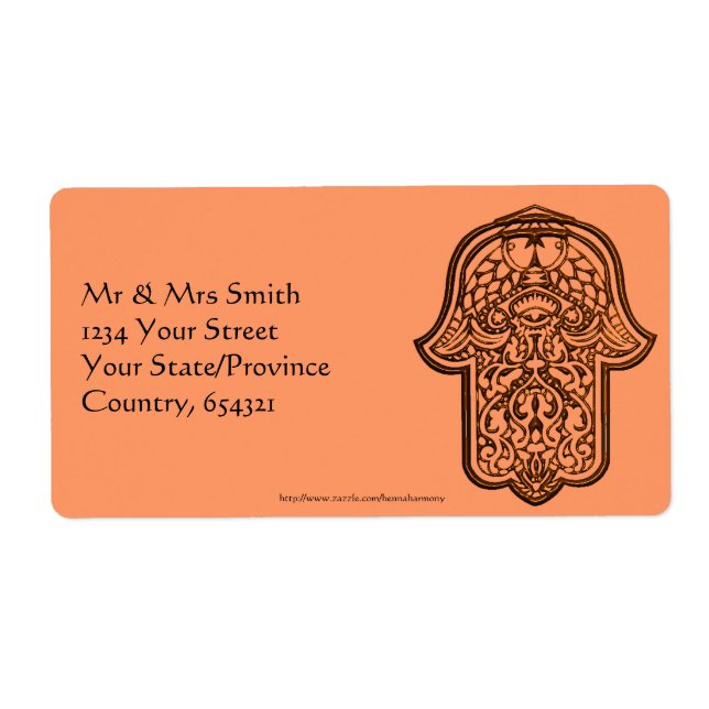 Henna Hand of Hamsa (Orange) (Front)