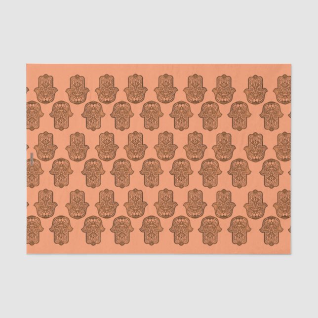 Henna Hand of Hamsa (Orange) Tissue Paper (Front)