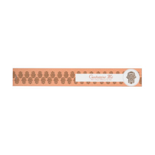 Henna Hand of Hamsa (Orange) Wraparound Address Label