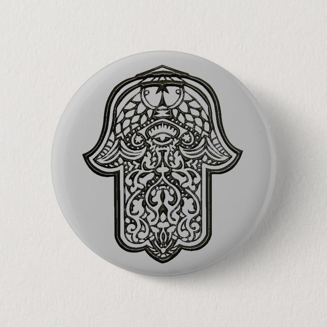 Henna Hand of Hamsa (Original) 2 Inch Round Button (Front)