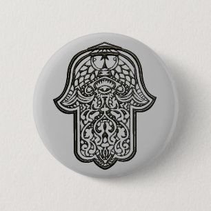 Henna Hand of Hamsa (Original) 2 Inch Round Button