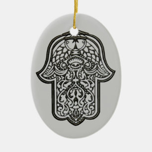 Henna Hand of Hamsa (Original) Ceramic Ornament