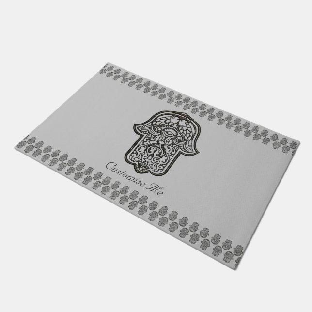 Henna Hand of Hamsa (Original) Doormat (Angled)
