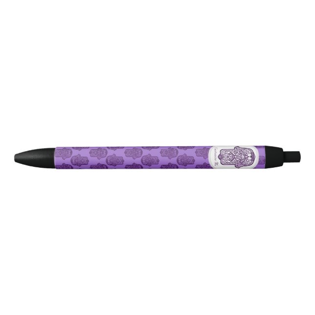 Henna Hand of Hamsa (Purple) Black Ink Pen (Front)