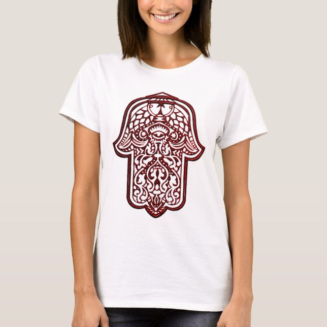Henna Hand of Hamsa (Red) T-Shirt (Front)