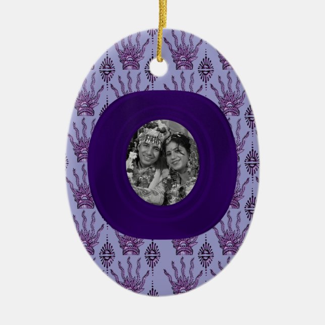 Henna Hand (Purple) (Wedding) Ceramic Ornament (Front)