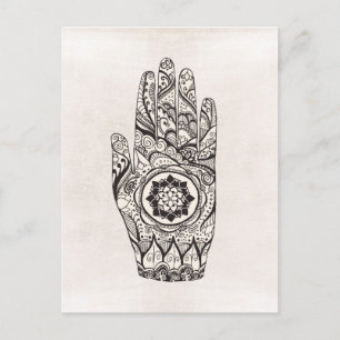 Henna Hand Tattoo With Lotus Flower Postcard