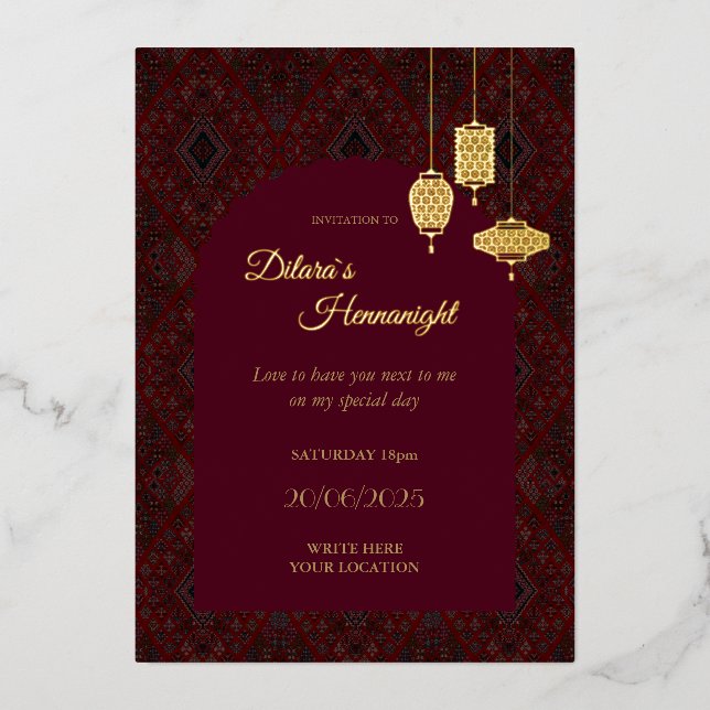 Henna invitation with your program on the backside (Front)