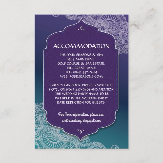 Henna Jewel Accommodation Wedding Cards Details (Front)