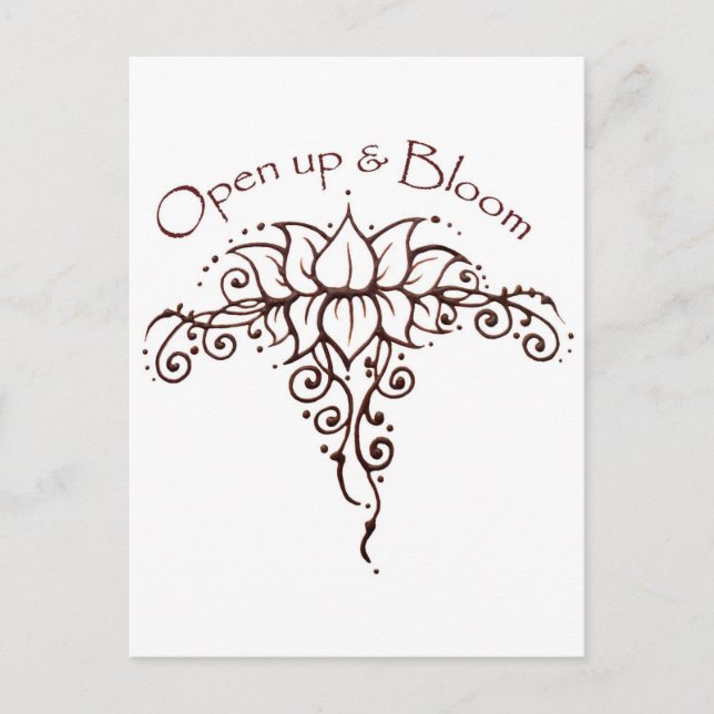 Henna Lotus 'Open Up & Bloom' Postcard (Front)