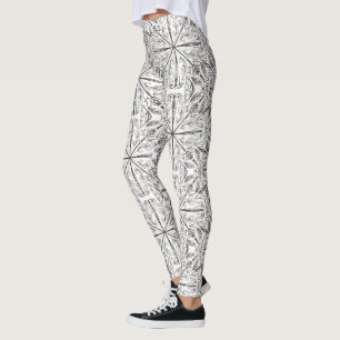 Henna Mandala Black White Floral Leggings