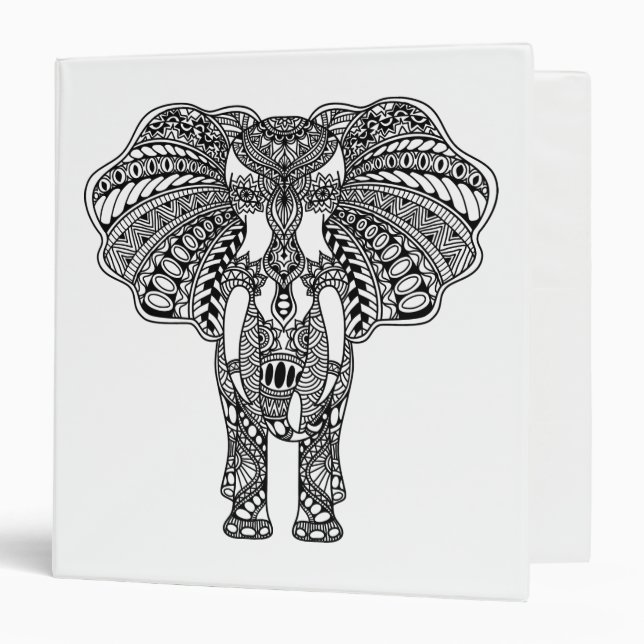 Henna Mehndi Decorated Indian Elephant Binder (Front/Inside)