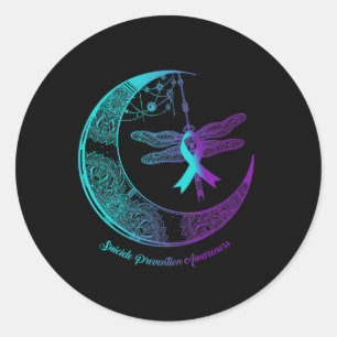 Henna Moon Dragonfly Suicide Prevention Awareness  Classic Round Sticker