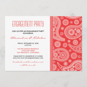 Henna Paisley Engagement Party Invitation (red)