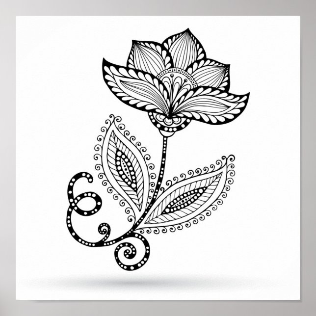 Henna Paisley Mehndi Doodles 2 Poster (Front)