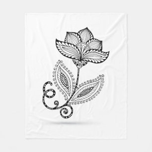Henna Paisley Mehndi Doodles Fleece Blanket