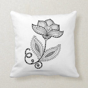 Henna Paisley Mehndi Doodles Throw Pillow