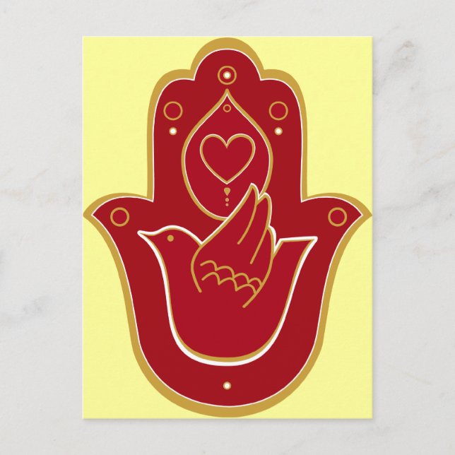 Henna Peace and Love Hamsa Postcard (Front)
