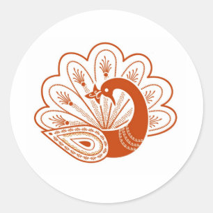 Henna peacock classic round sticker