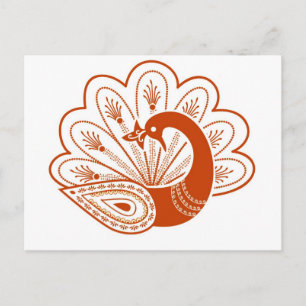 Henna peacock postcard