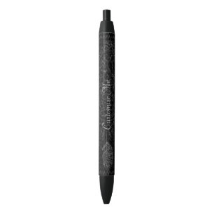 Henna Peacock (Silver) Black Ink Pen