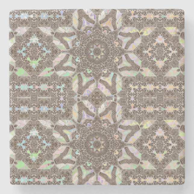 Henna Phownix Fractal Mandala Art Stone Tile Stone Coaster (Front)