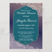 Henna Style Jewel Bridal Shower Invite Arabian