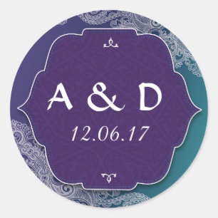 Henna Style Jewel Round Stickers Label