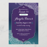 Henna Style Jewel Sweet 16 Birthday Party Invite