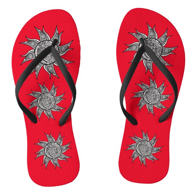 Henna-style Sun Tattoo Thunder_Cove Flip Flops (Footbed)