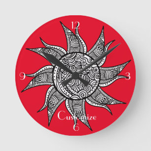Henna-style Sun Tattoo Thunder_Cove   Round Clock
