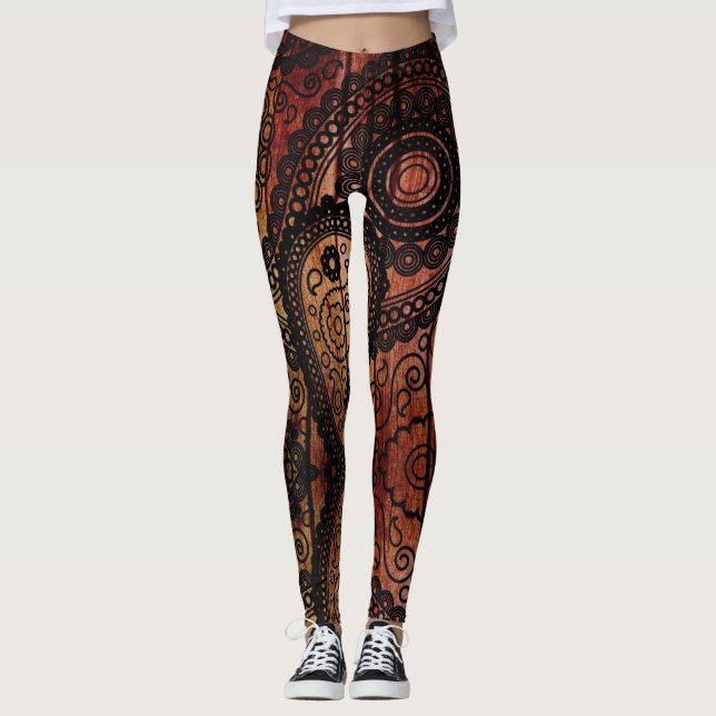 Henna Tattoo - Power Yoga Leggings (Front)