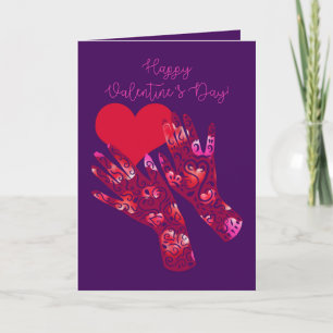 Henna Tattoo Style Hands Valentine's Day Card