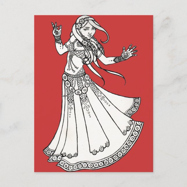 Henna Tribal Belly Dancer Postcard (Front)