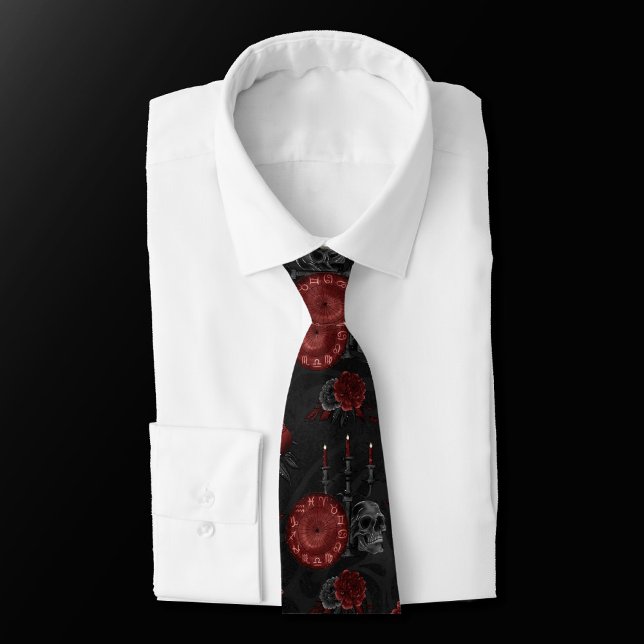 Henna Zodiac Magic | Red Gothic Skull Roses Potion Tie (Creator Uploaded)