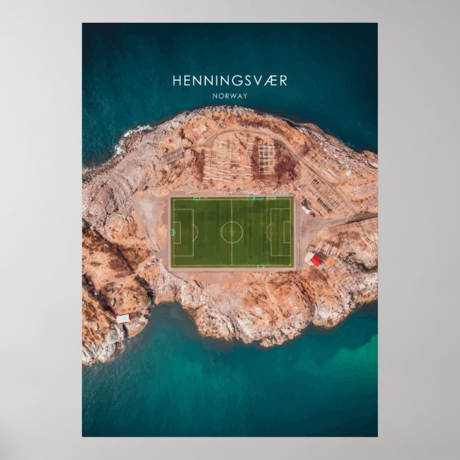 Henningsvaer, Norway Travel Illustration Poster (Front)