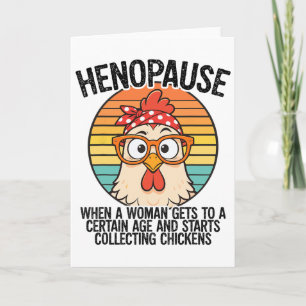 Henopause Funny Chicken Lover Retro Sunset Humour Card